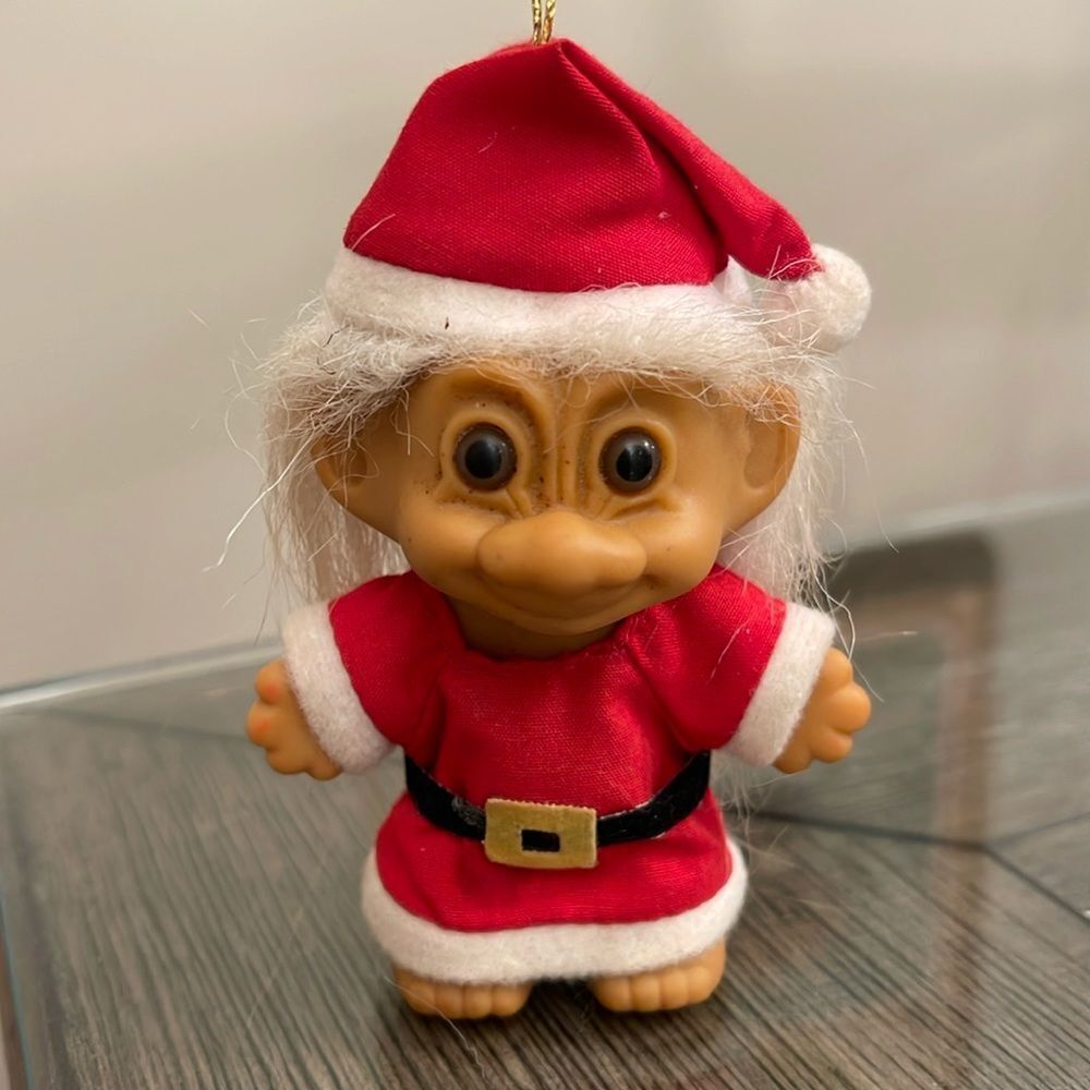 Vintage Russ Christmas Santa Troll Doll in Santa Suit Santa Claus 5" Ornament